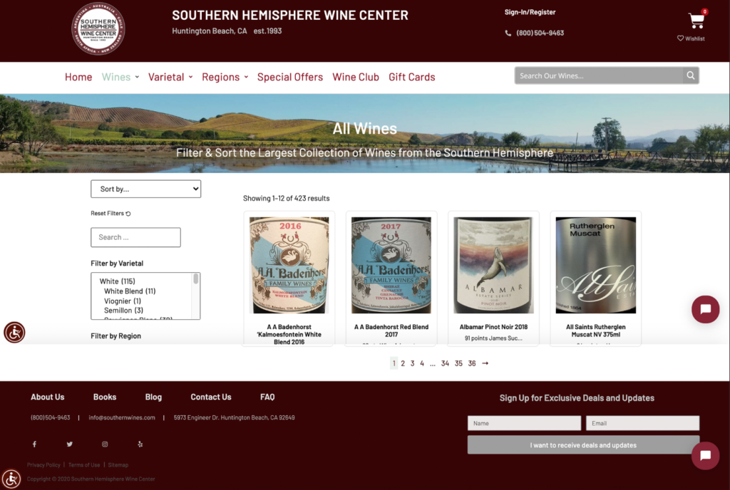Southern wines website