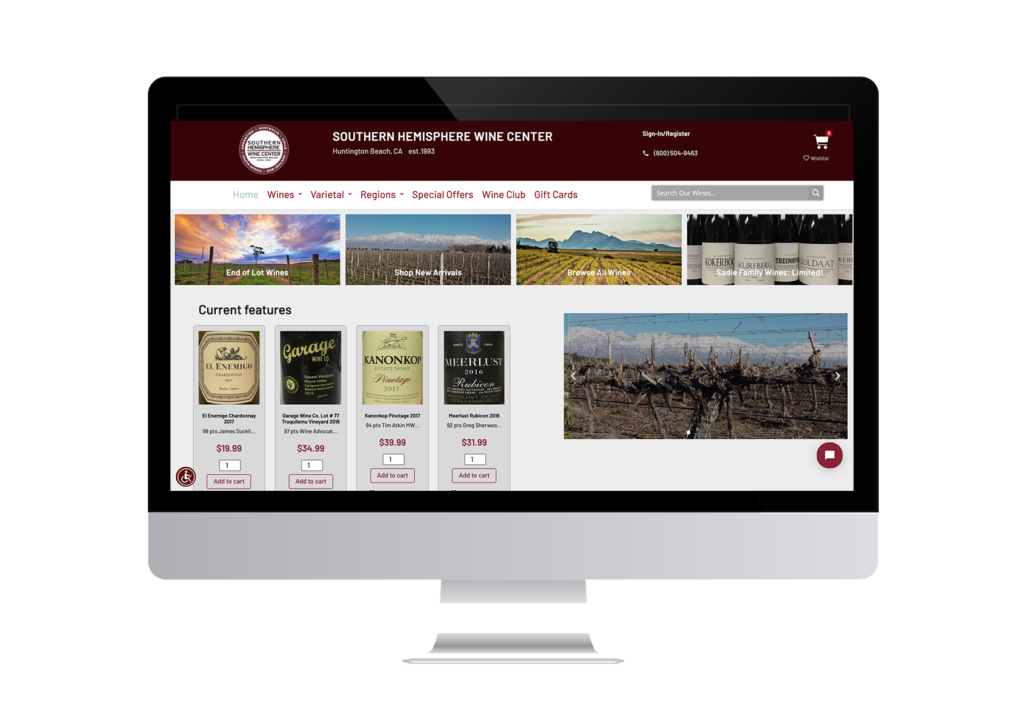 Southernwines.com website built by Phoebe Morrow